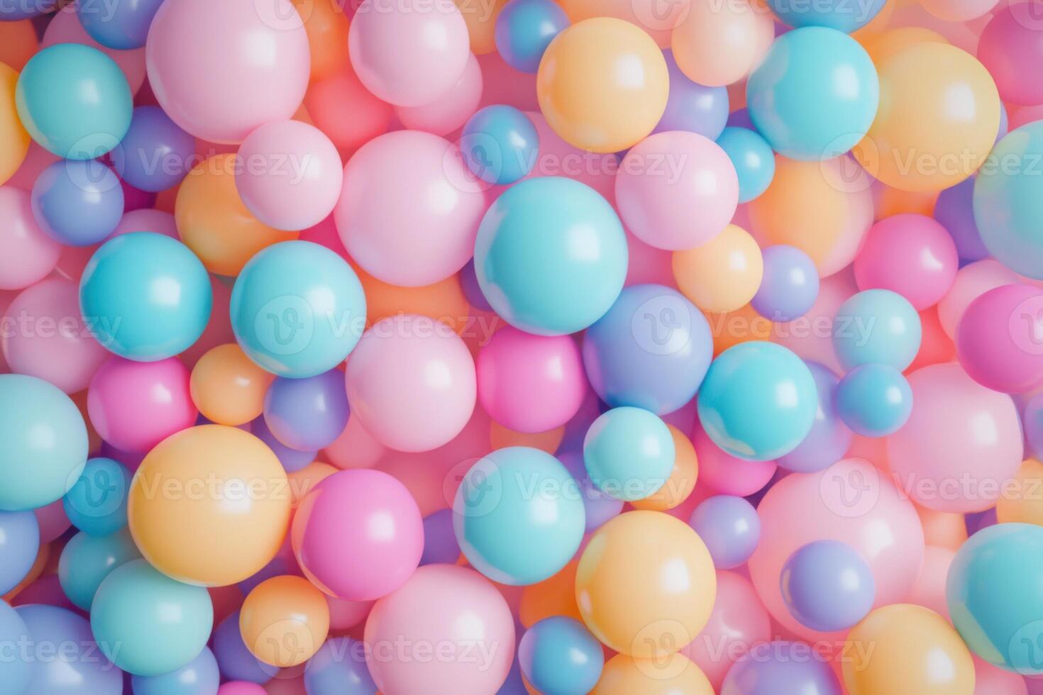 Colorful assortment of glossy balls in pastel shades creates a vibrant background for creative projects and celebrations photo