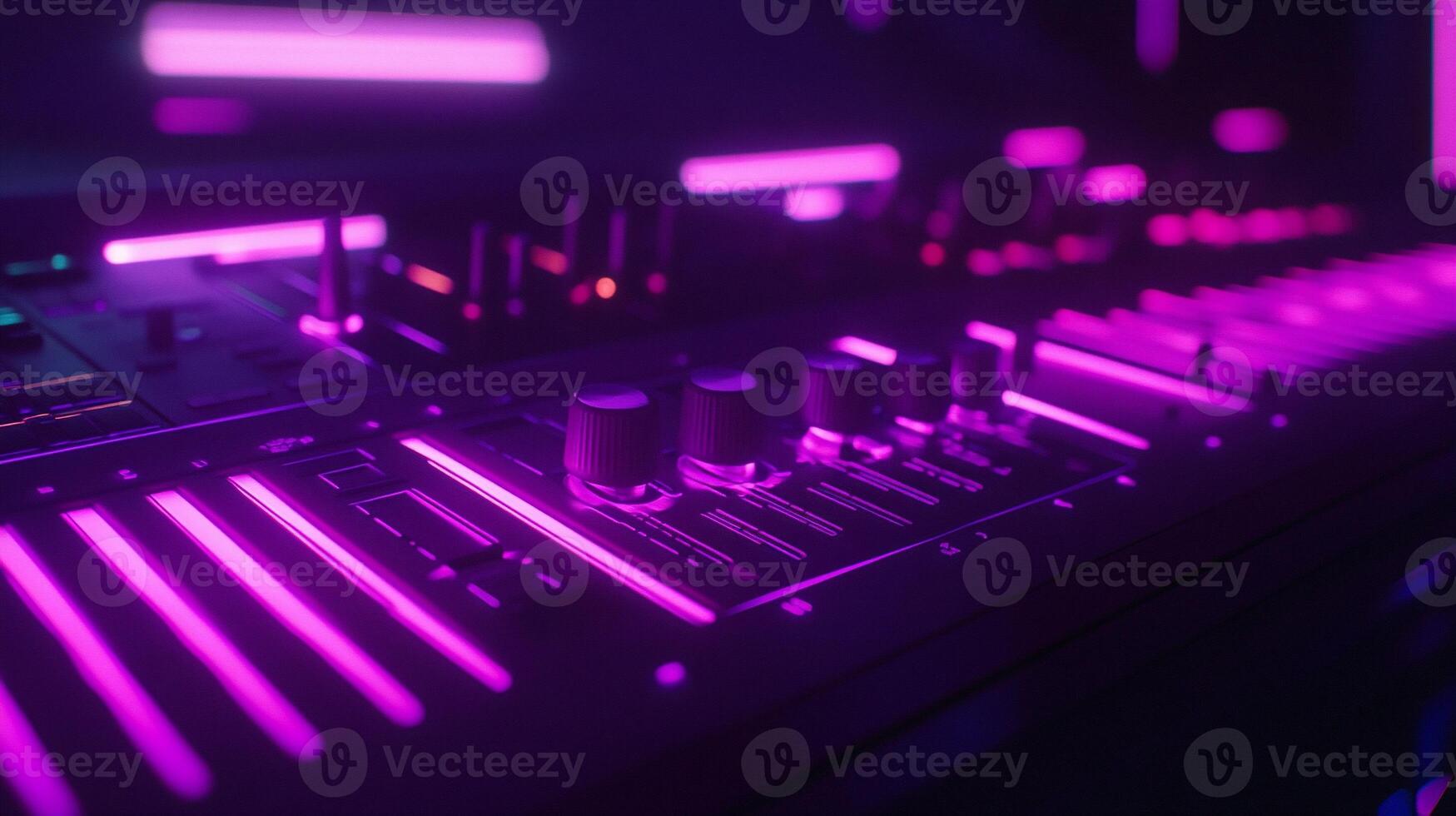 music production console with glowing LED panels futuristic studio environment photo