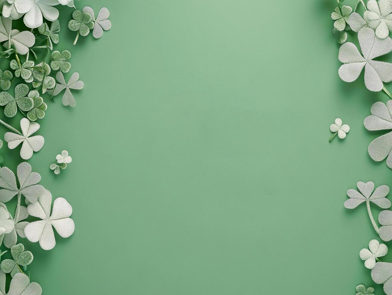 Simple Saint Patrick's Day design with green clovers and festive backdrop for celebration photo