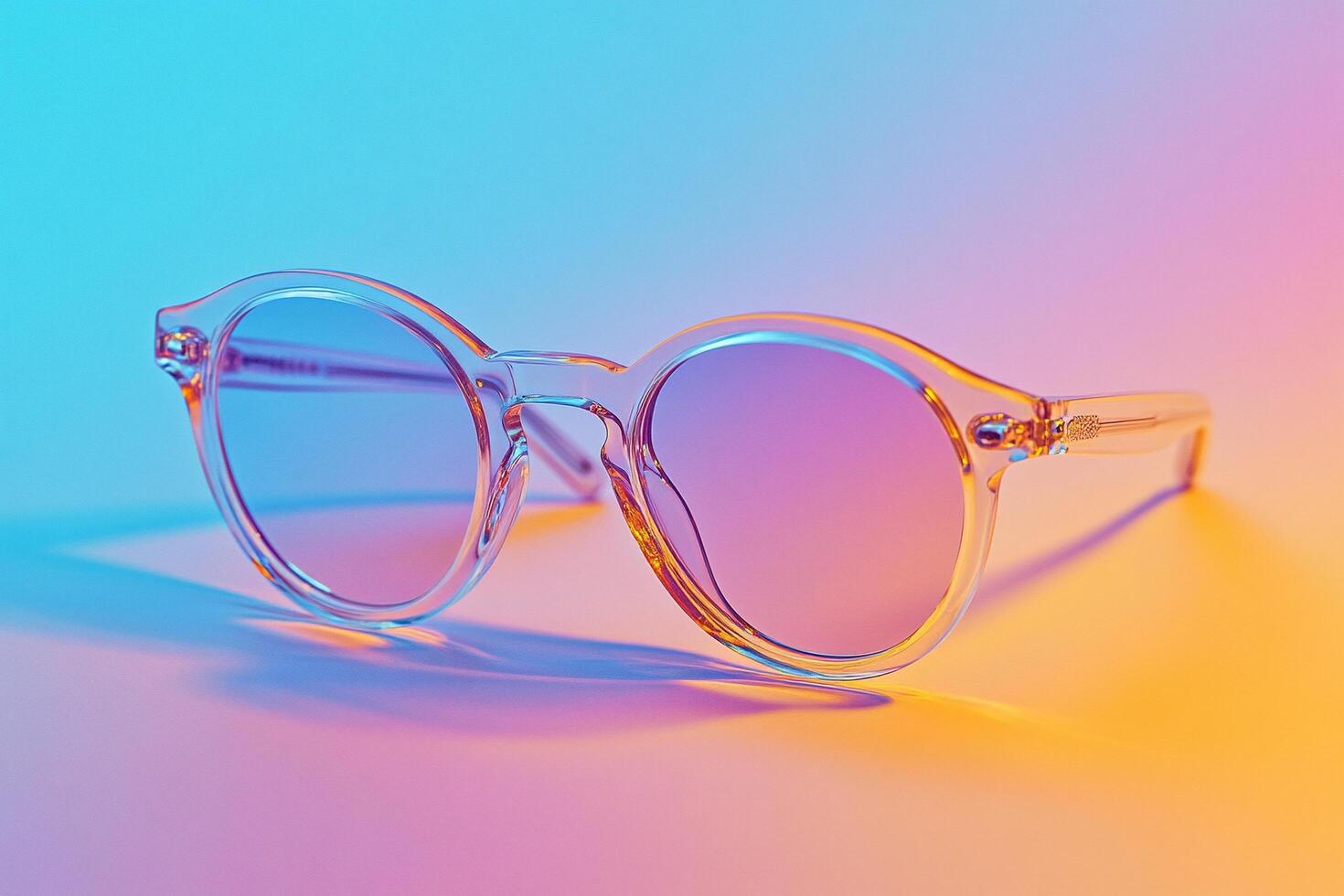 Stylish semi transparent acetate eyeglasses displayed on a gradient background with sleek design photo
