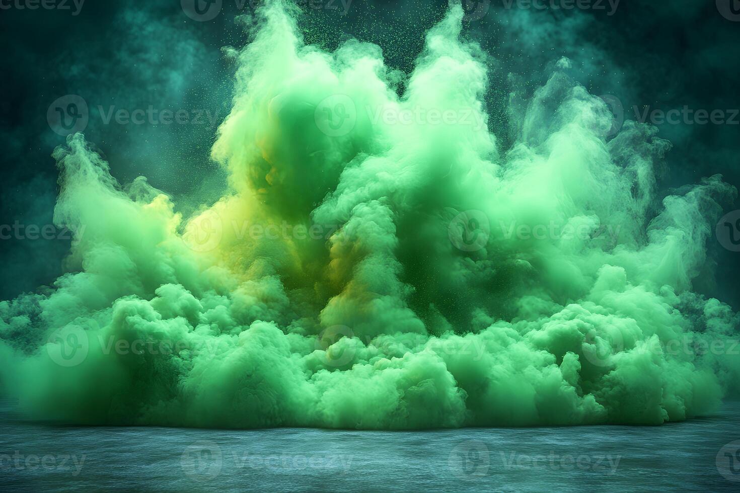 Vibrant Green Smoke Explosion in Abstract Artistic Concept for Creative Design photo