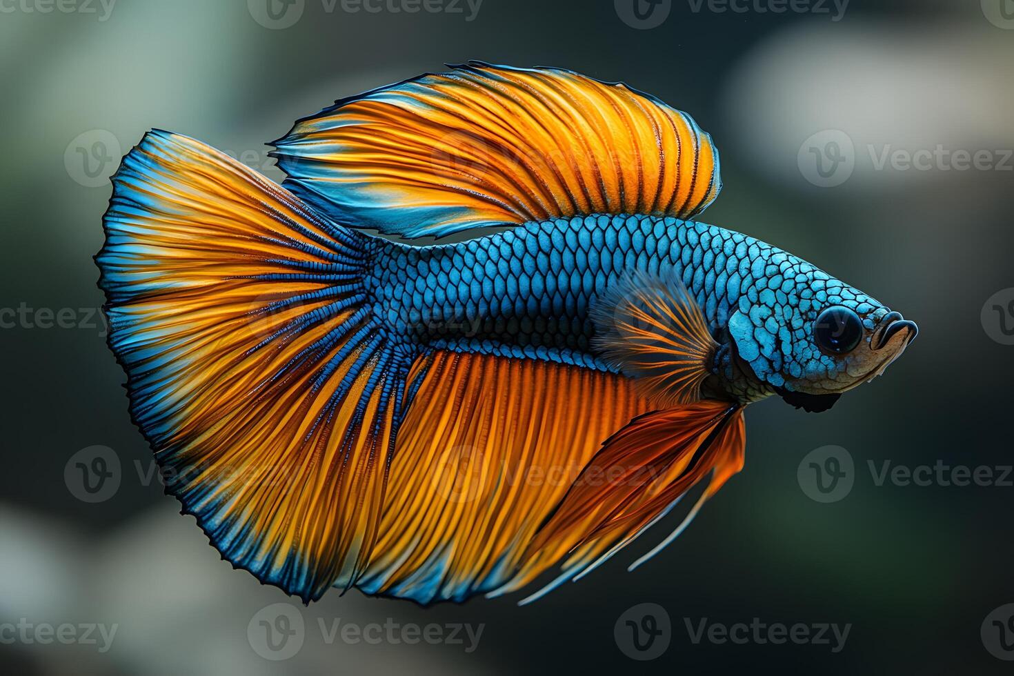 Colorful Betta Fish Underwater Vibrant Fins and Detailed Scales for Aquatic Theme photo
