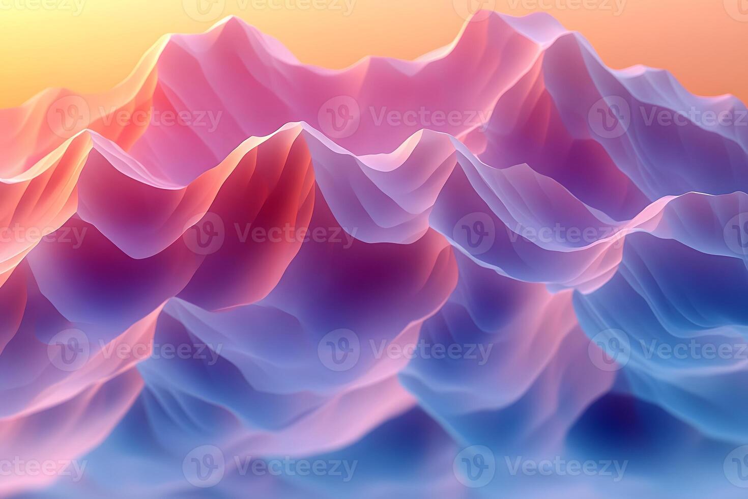 Abstract Gradient Mountains at Sunset - Vibrant 3D Landscape Design for Art Prints photo
