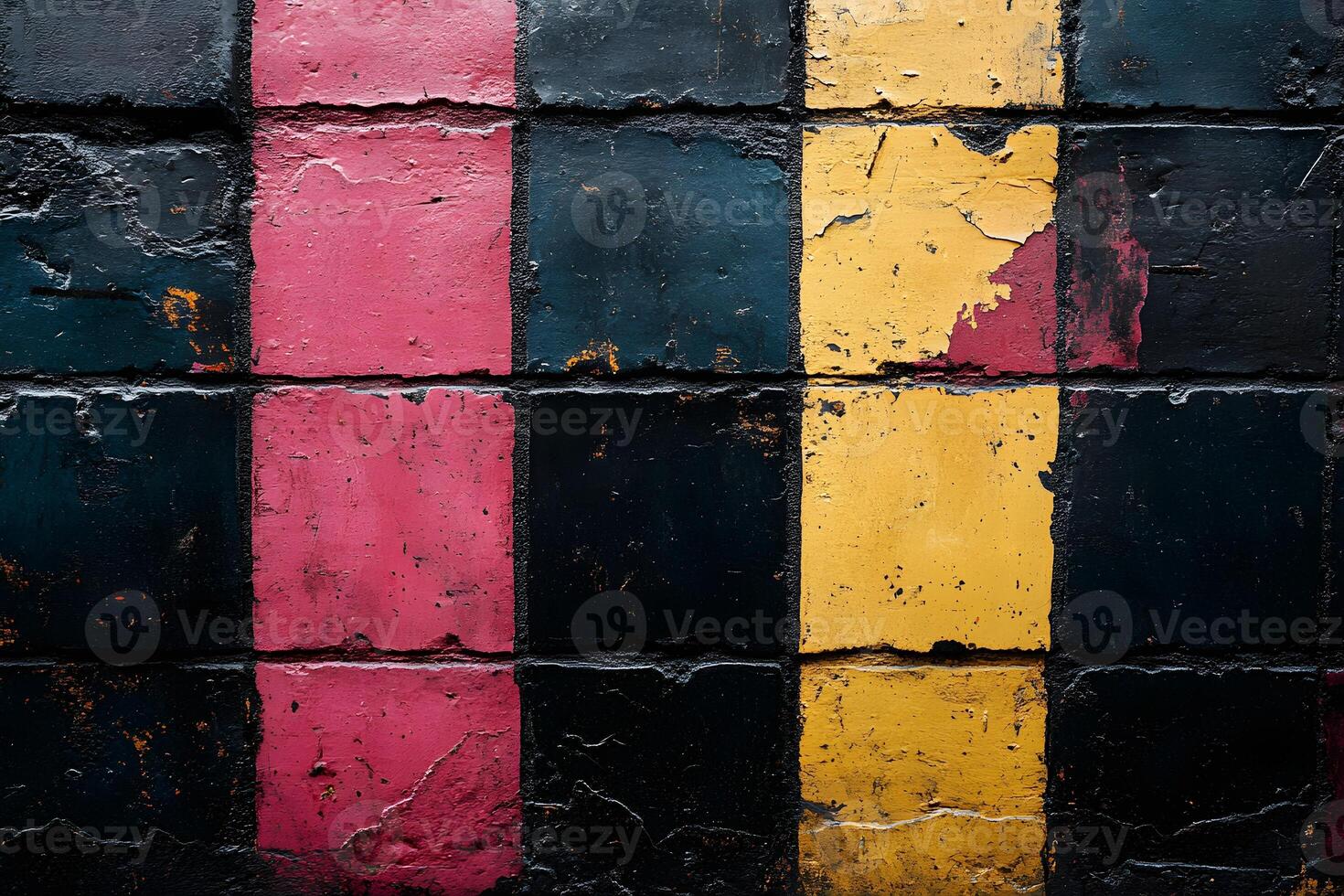 Colorful Abstract Urban Wall with Weathered Blocks for Artistic Background Use photo