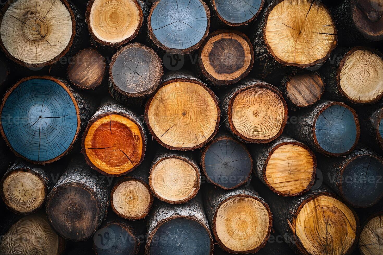 Rustic Wood Log Stack Background for Home Decor and Design Projects photo