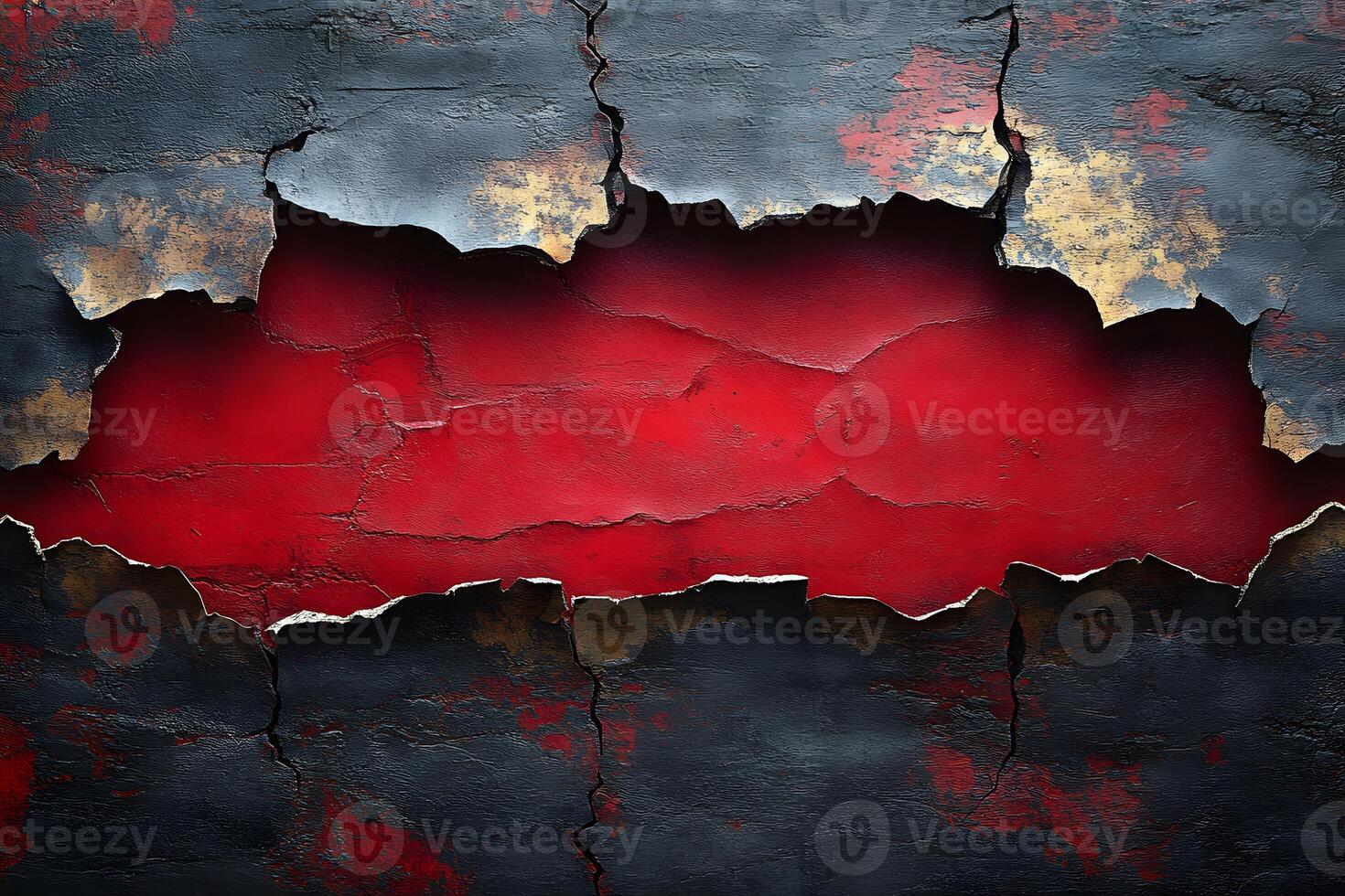 Abstract Cracked Red and Black Textured Wall Art for Modern Design photo