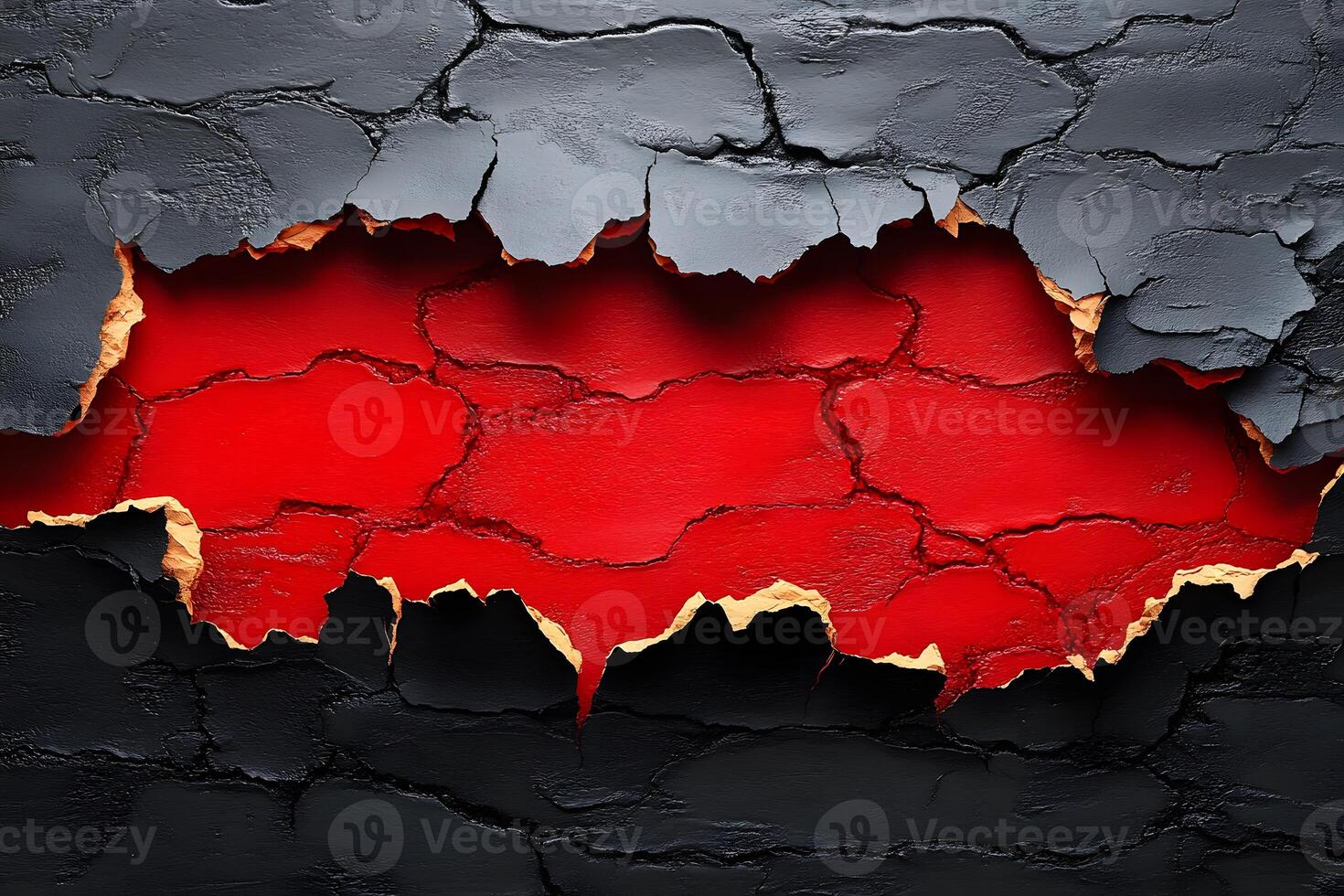 Dramatic Red and Black Cracked Surface Texture for Design and Background Use photo