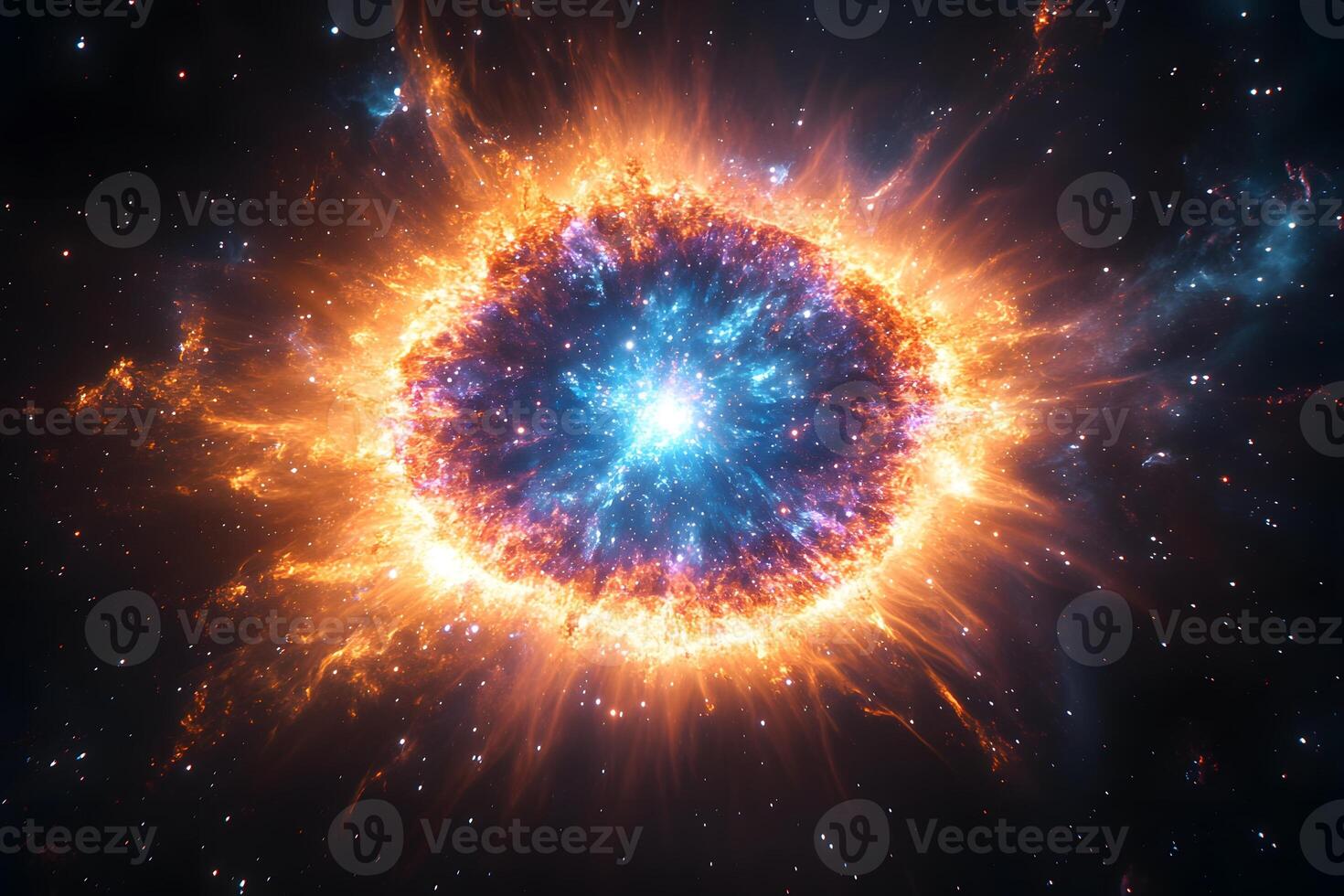 Cosmic Burst of Stellar Colors in Expansive Nebula for Astronomy Art and Science photo