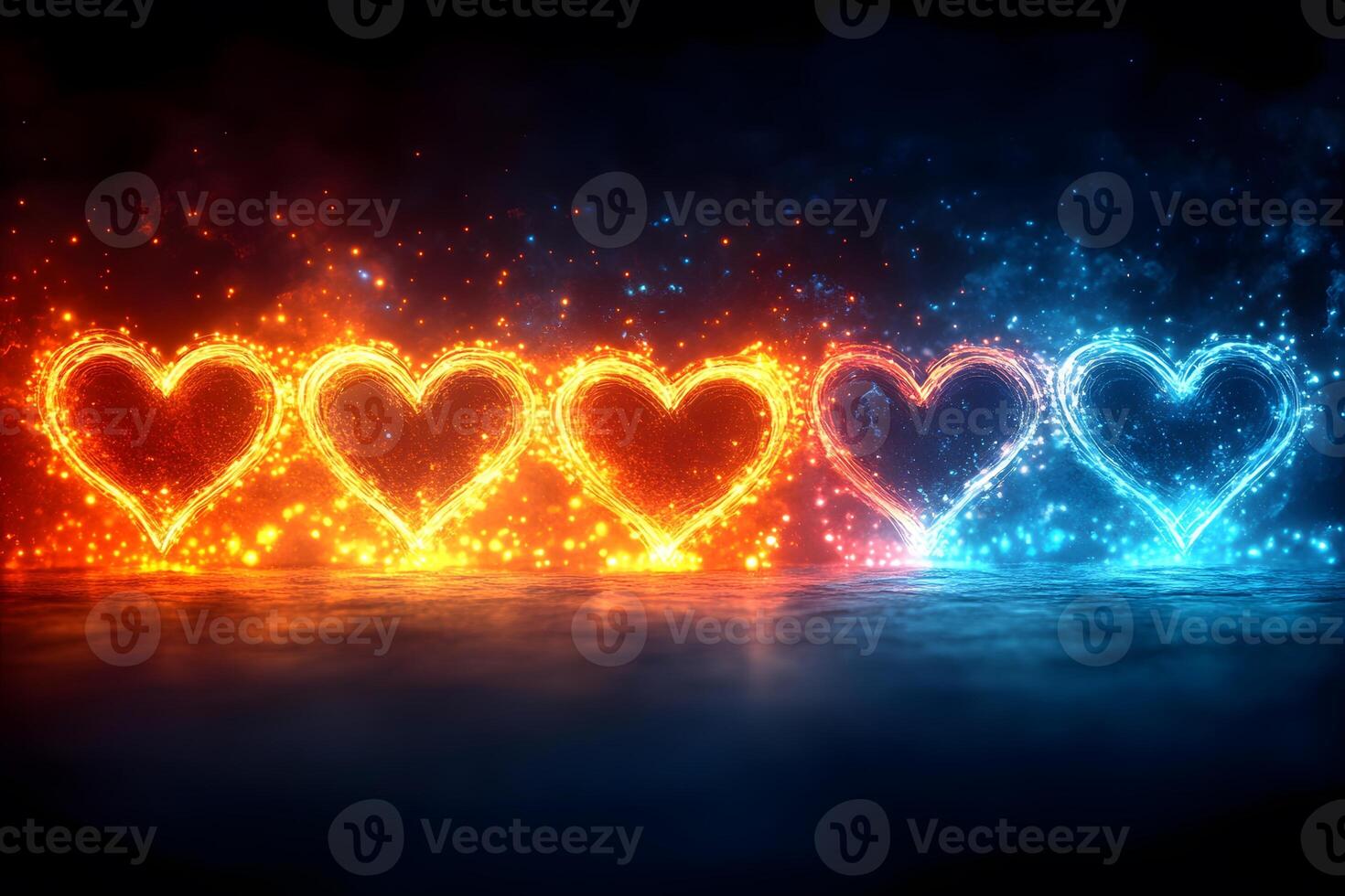 Fiery and Icy Heart Patterns - Dynamic Element Design for Posters and Graphics photo
