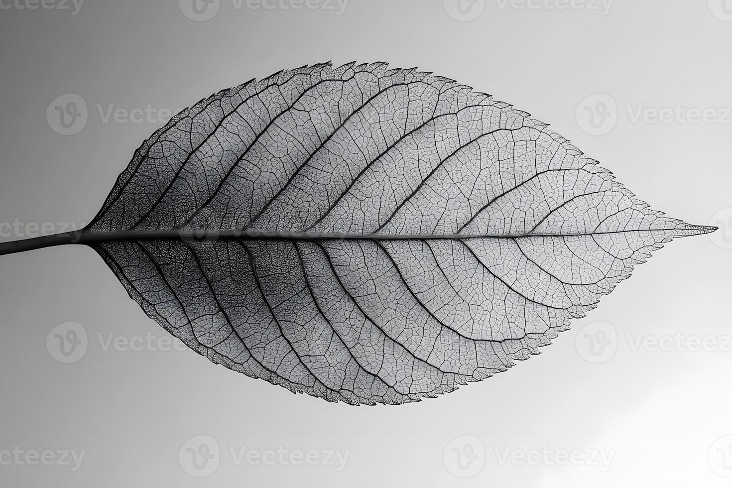 Artistic Close-up of Transparent Leaf Skeleton on Gray Background for Nature Prints photo