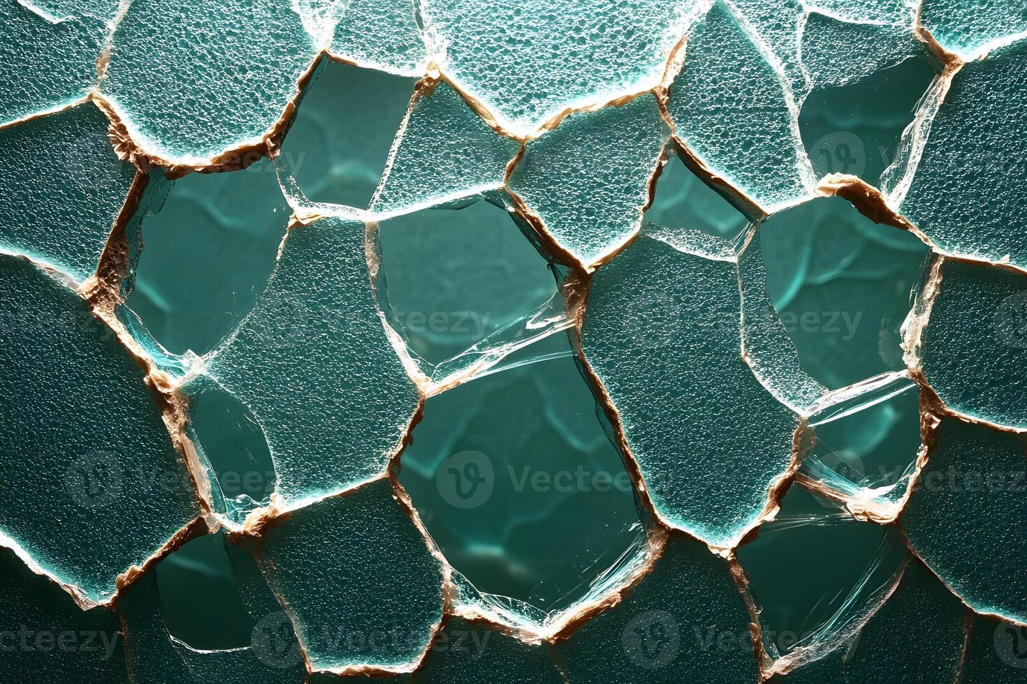 Shattered Glass Texture on Emerald Background for Creative Design Projects photo