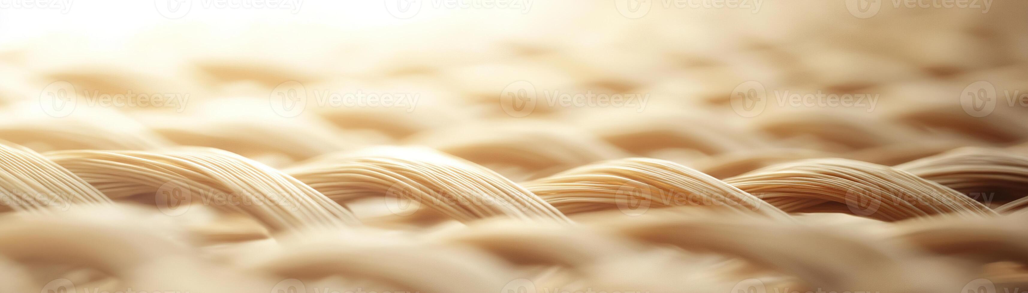 The texture of woven rattan displays light beige tones with gentle light reflections. This modern backdrop provides ample clean space for overlaying text, enhancing design aesthetics photo