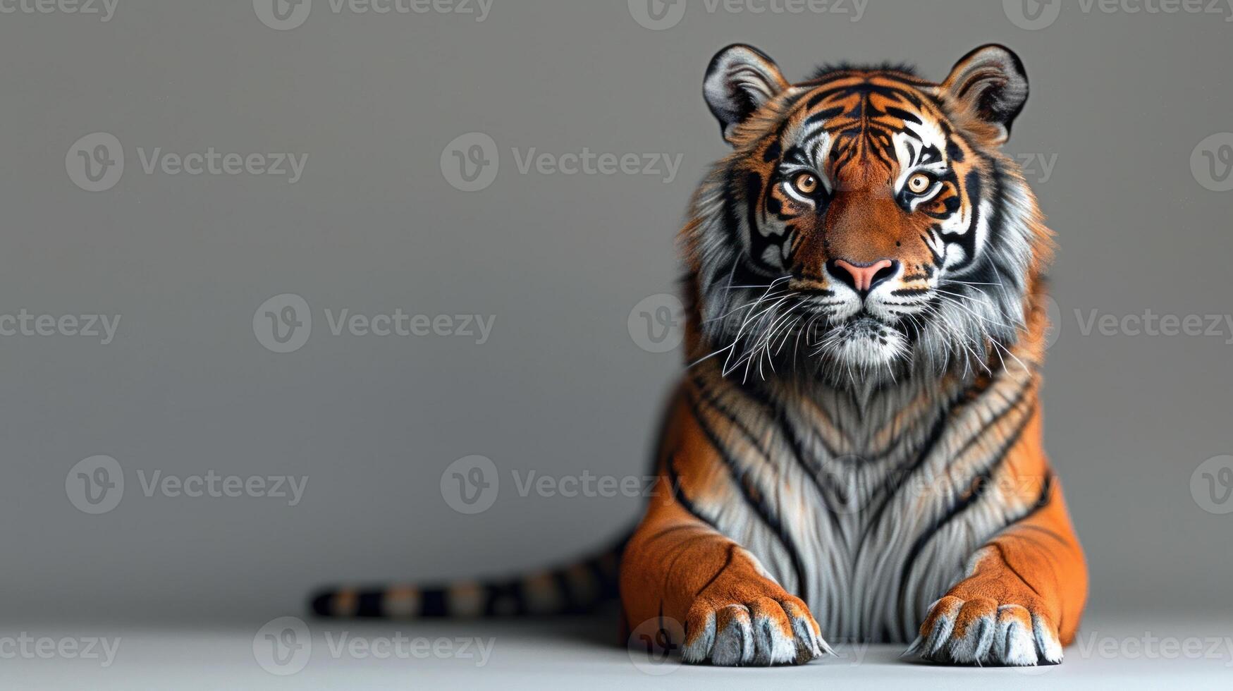 A close-up portrait of a majestic tiger looking directly at the camera photo