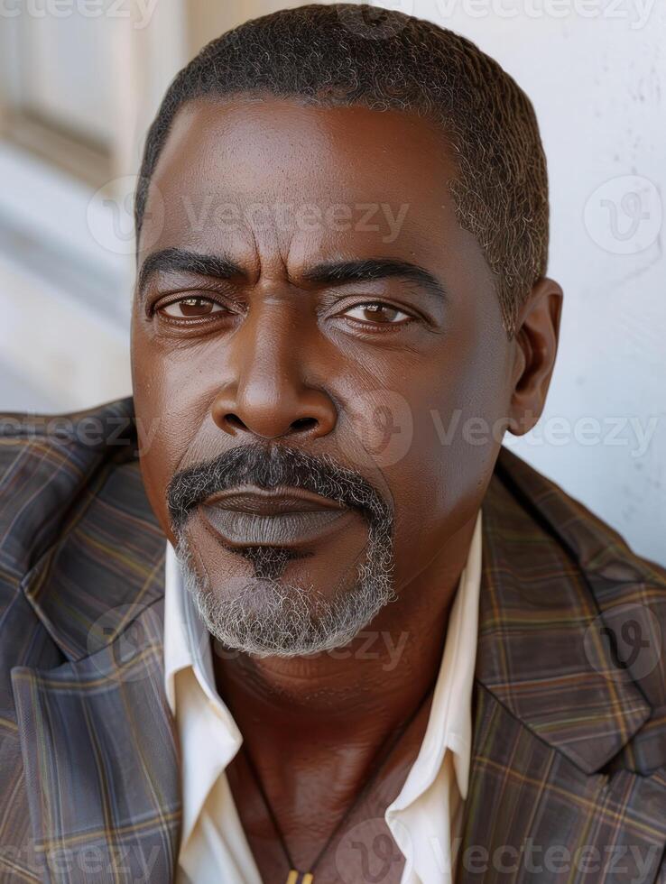 Close-up portrait of a man with a thoughtful expression photo