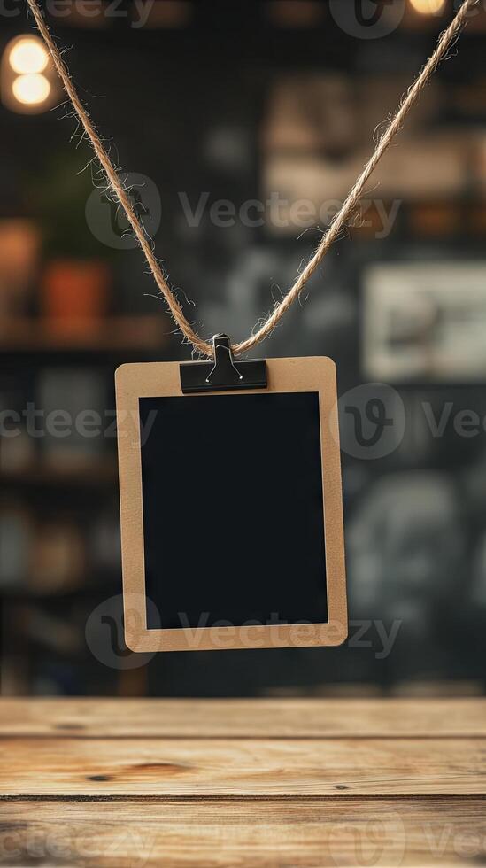 Blank Photo Frame Hanging on String