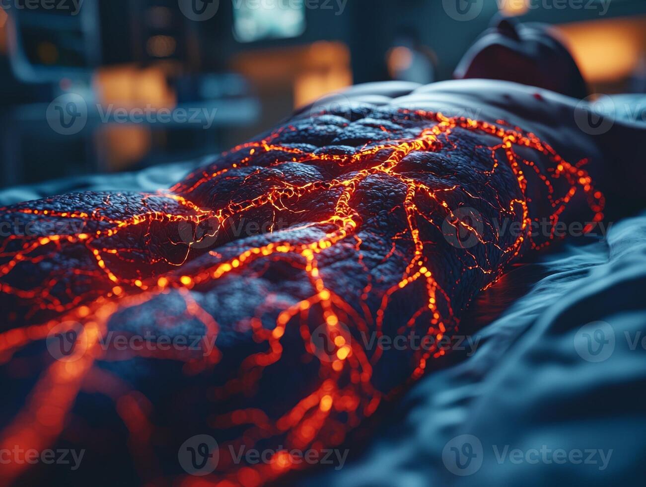 professional illustration showcases intricate network of arteries and veins within human body. vibrant colors and clean labeling enhance understanding of human anatomy photo