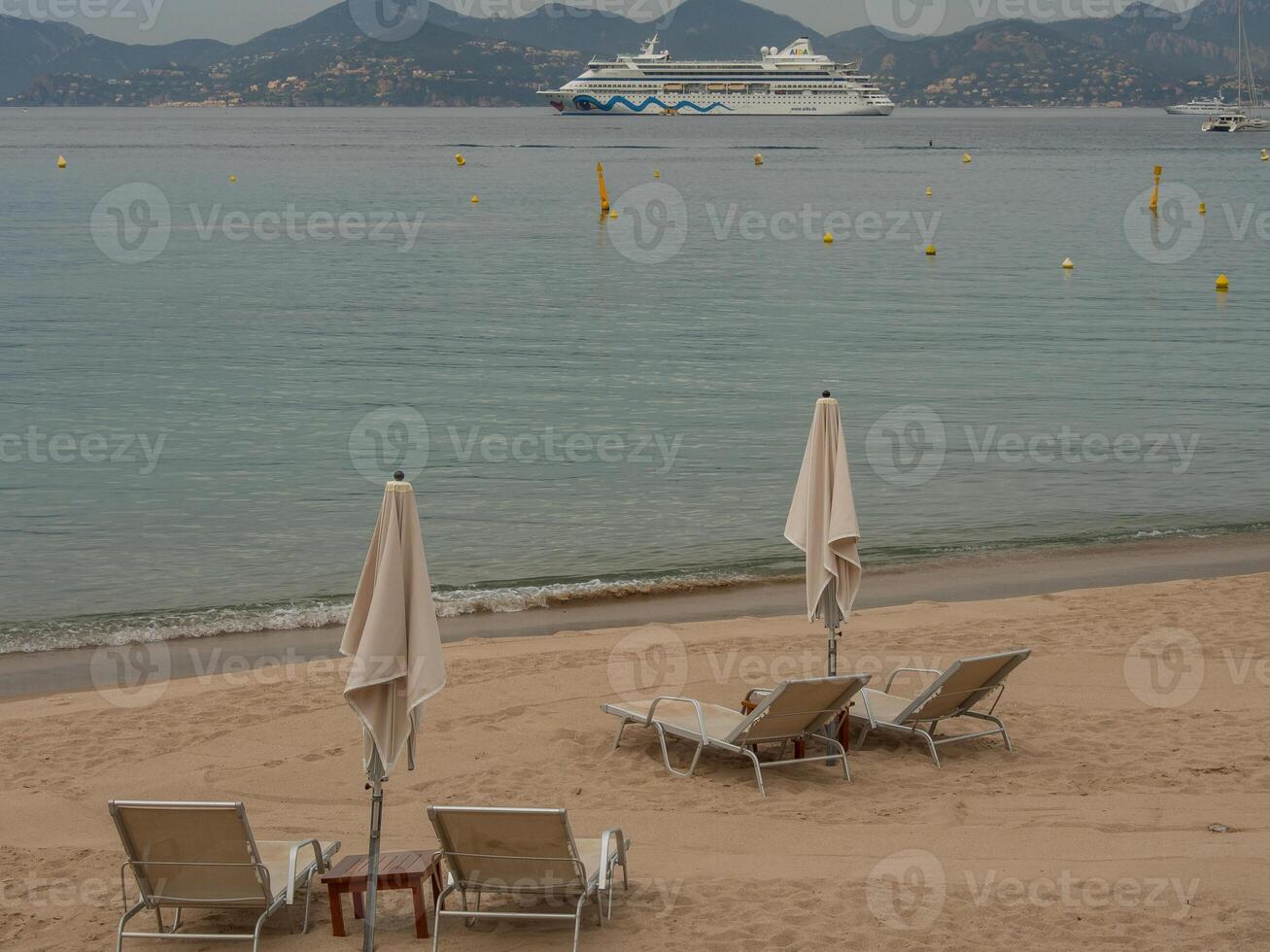 the beach of cannes in france photo