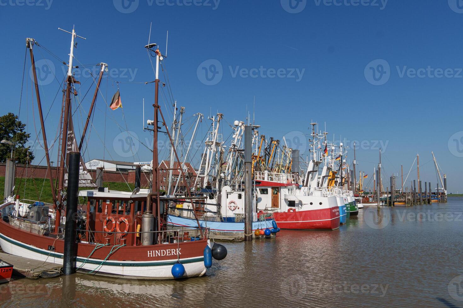 A clear blue sky at ditzum harbor photo