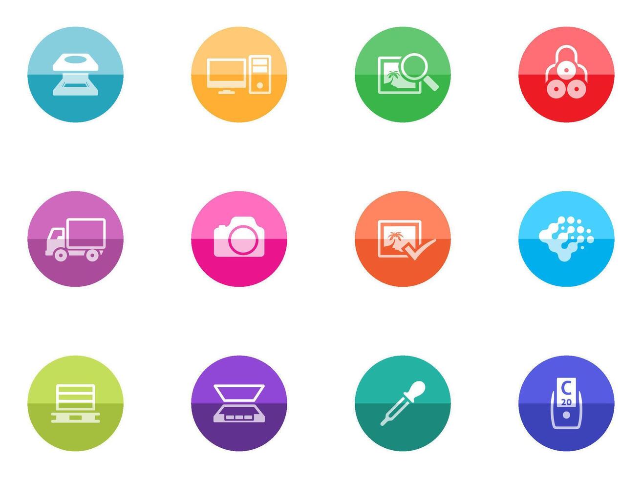 Printing and design icon in color circle vector