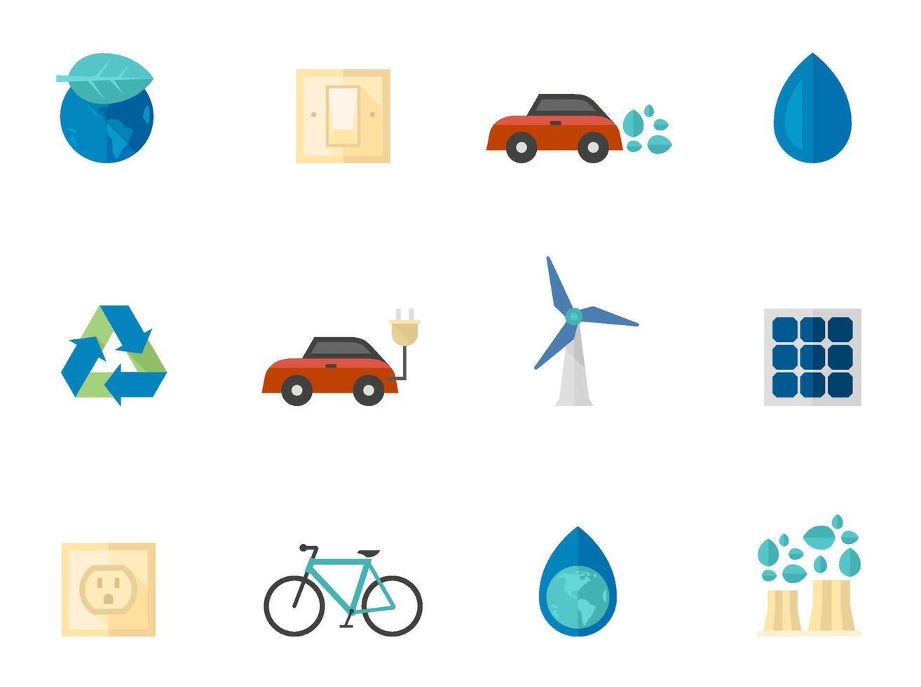 Flat color icons of environment vector