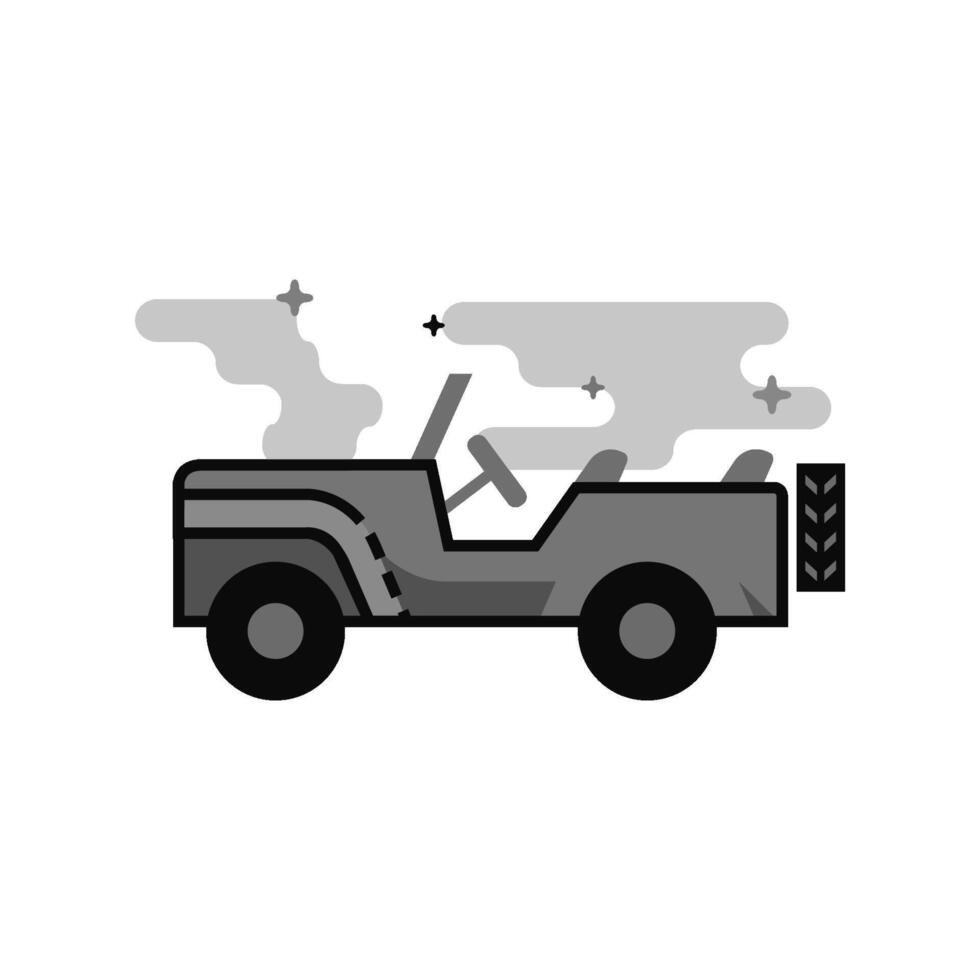 Military vehicle icon in flat outlined grayscale style illustration vector
