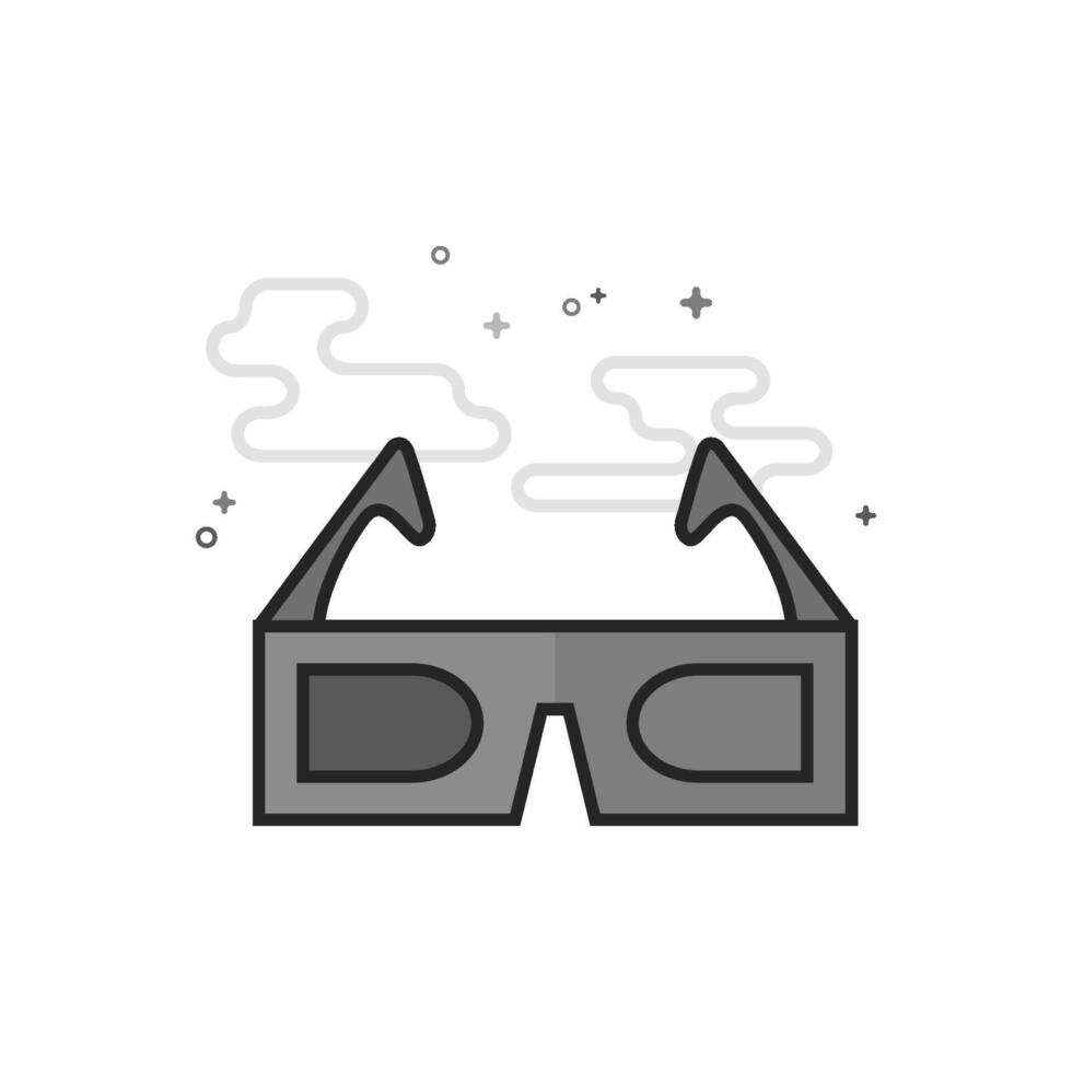 3D glasses icon in flat outlined grayscale style illustration vector