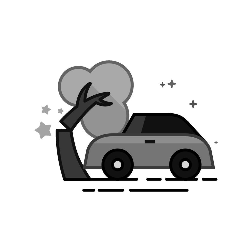 Car crash icon in flat outlined grayscale style illustration vector