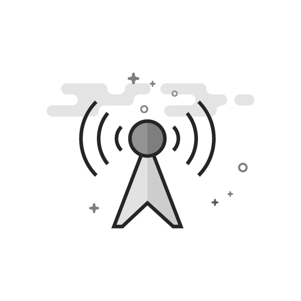 Podcast icon in flat outlined grayscale style illustration vector