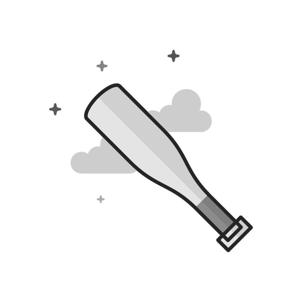 Baseball bat icon in flat outlined grayscale style illustration vector