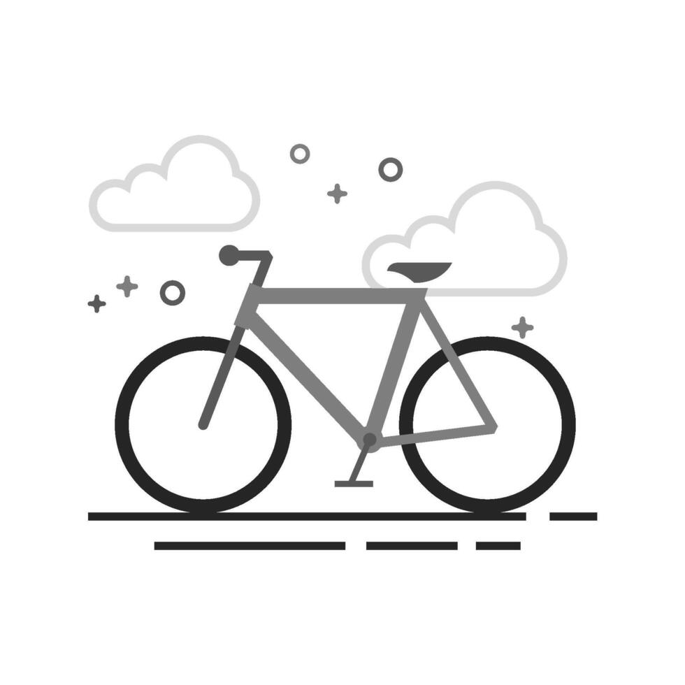 Road bicycle icon in flat outlined grayscale style illustration vector