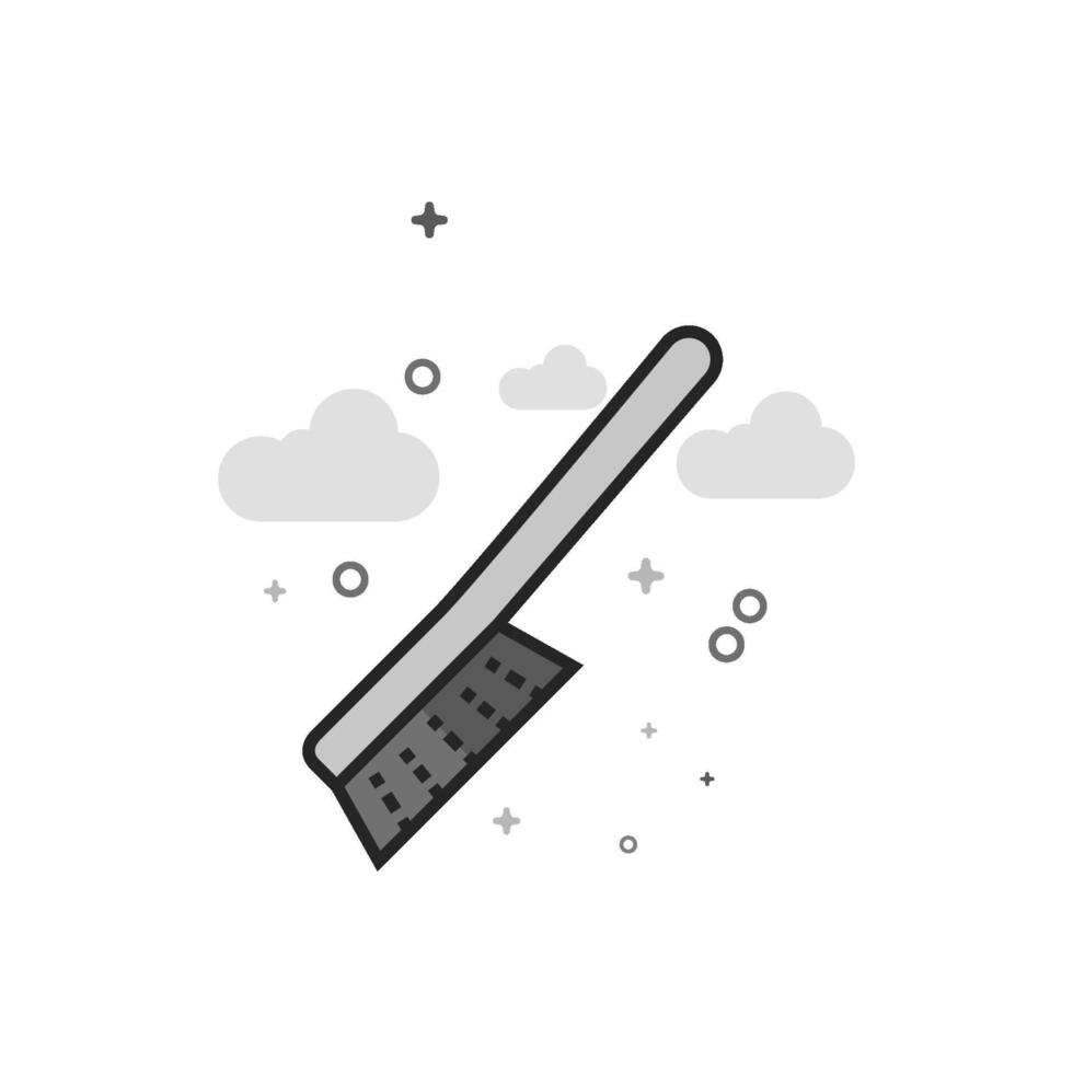 Brush icon in flat outlined grayscale style vector