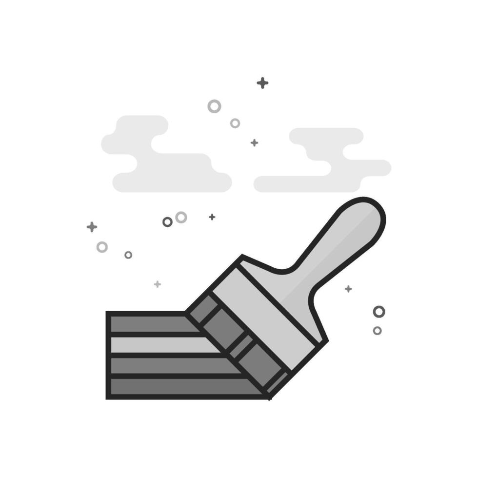 Paint brush icon in flat outlined grayscale style illustration vector