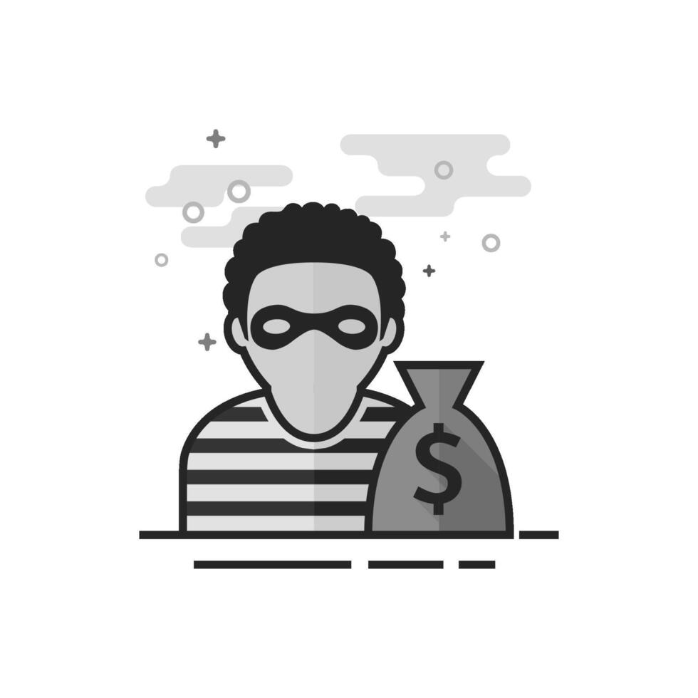 Burglar icon in flat outlined grayscale style illustration vector