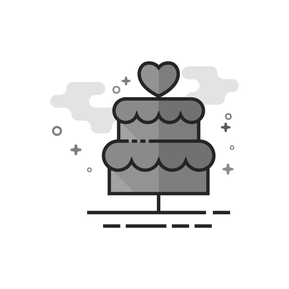 Wedding cake icon in flat outlined grayscale style illustration vector
