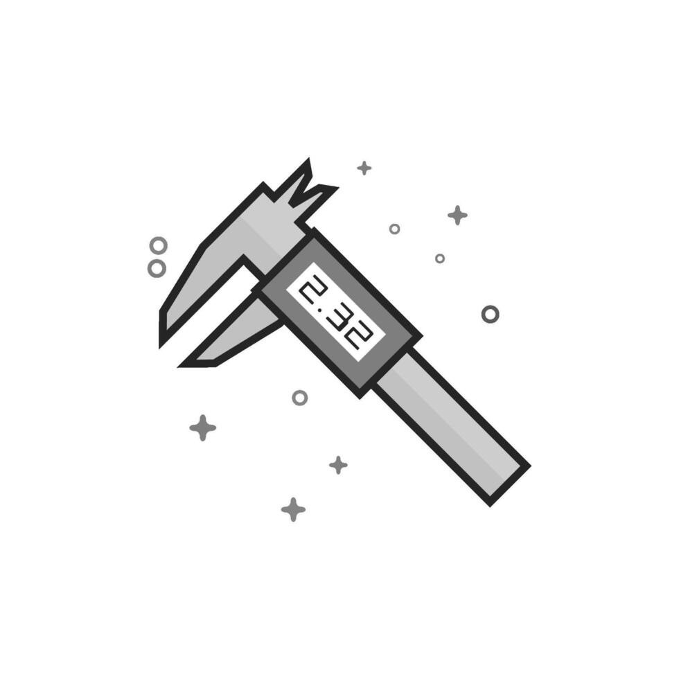 Digital caliper icon in flat outlined grayscale style illustration vector