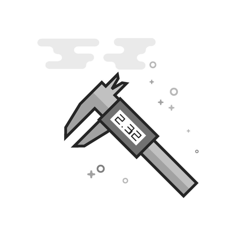 Dial caliper icon in flat outlined grayscale style illustration vector