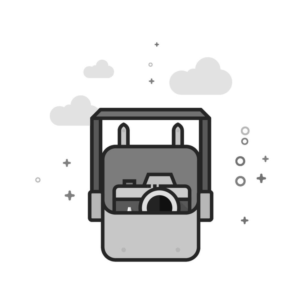 Camera bag icon in flat outlined grayscale style illustration vector