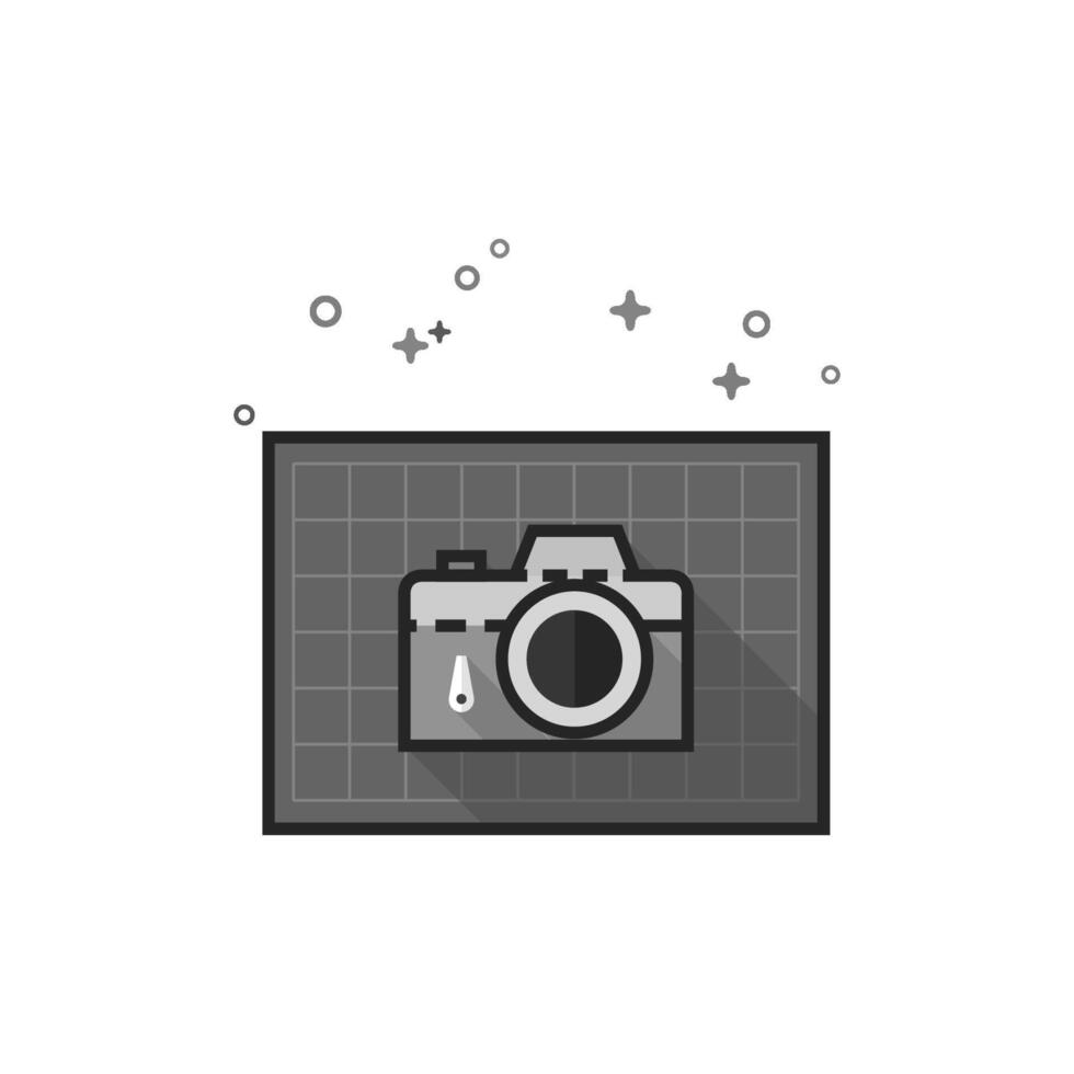 Camera icon in flat outlined grayscale style illustration vector