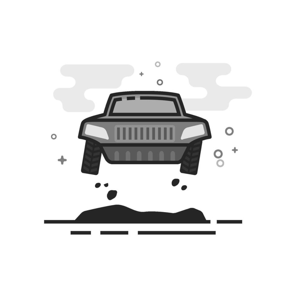 Rally car icon in flat outlined grayscale style illustration vector
