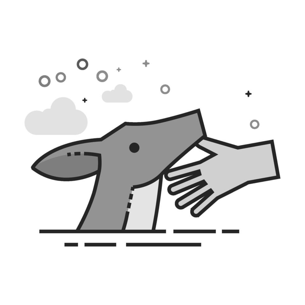 Animal care icon in flat outlined grayscale illustration vector