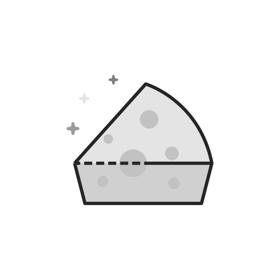 Cheese icon in flat outlined grayscale style illustration vector
