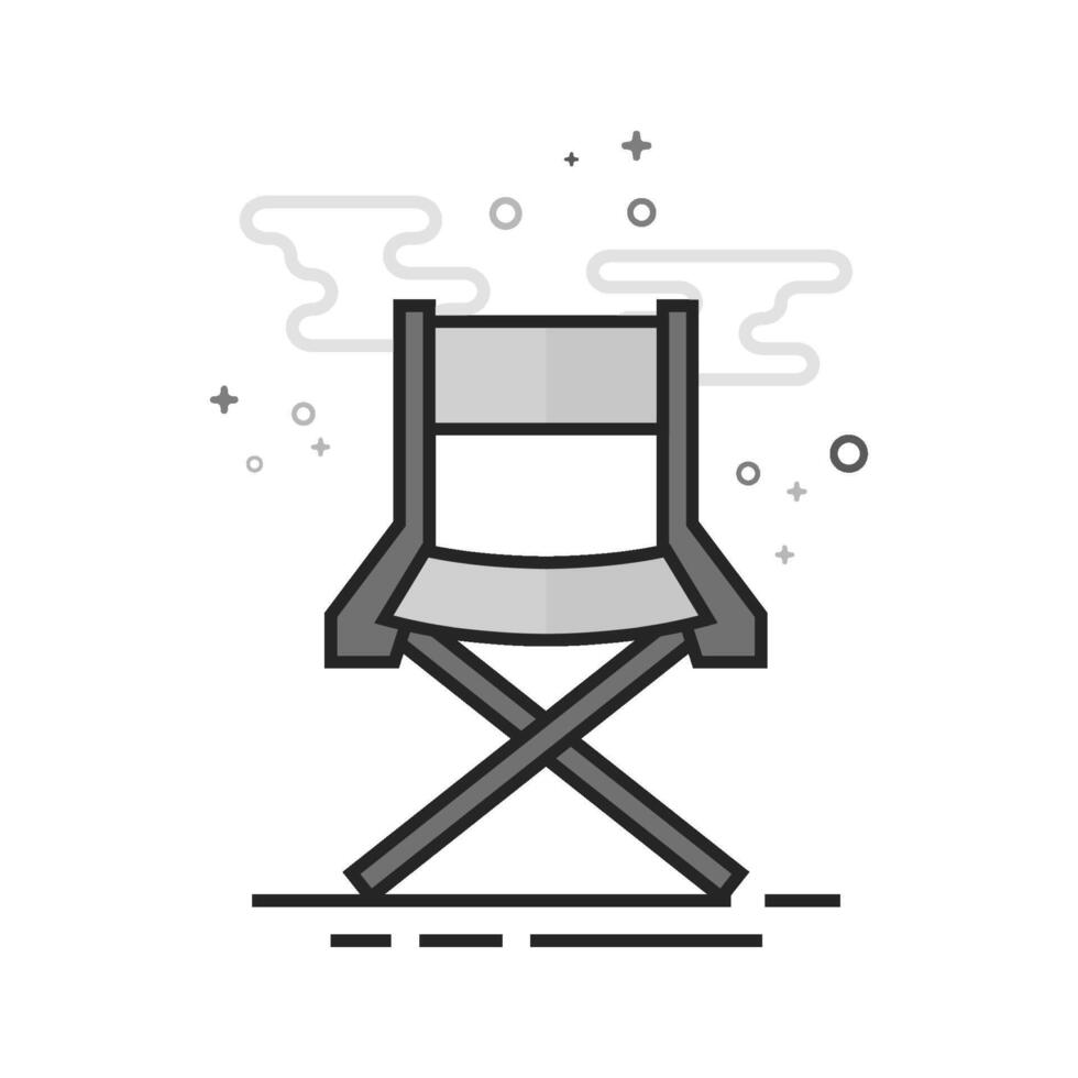 Movie director chair icon in flat outlined grayscale style illustration vector