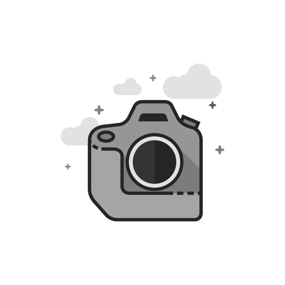 flat grayscale style illustration camera icon vector