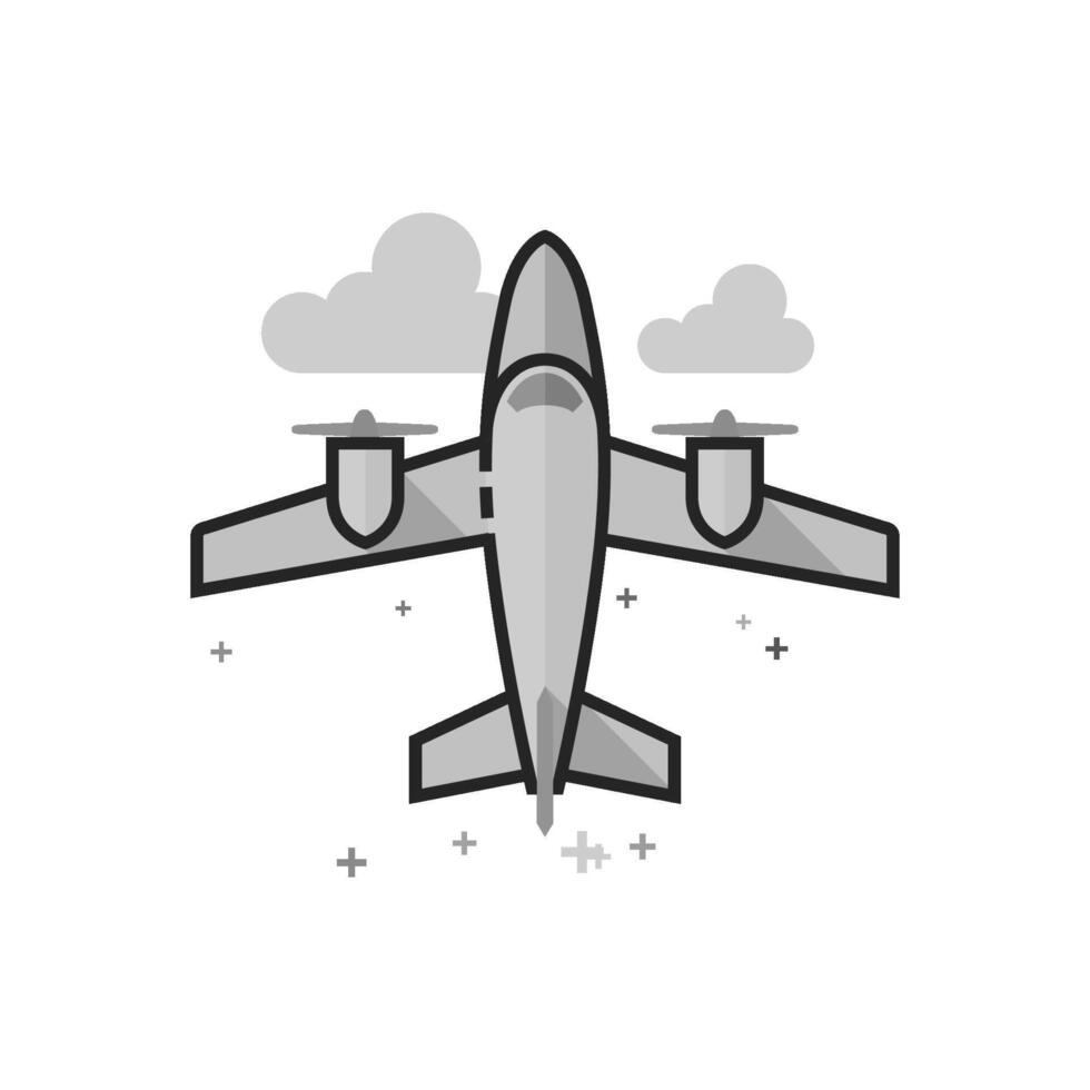 flat grayscale style illustration vintage airplane icon vector