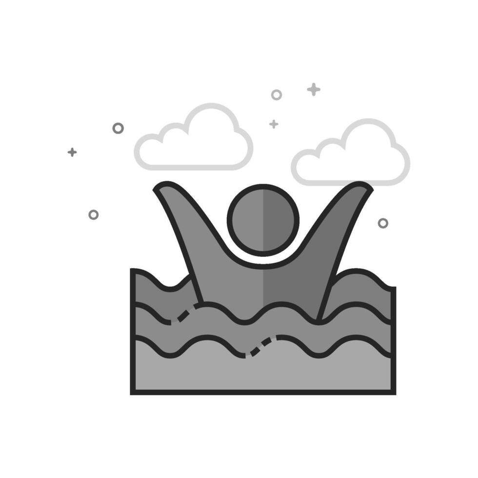 Drowned man icon in flat outlined grayscale style illustration vector