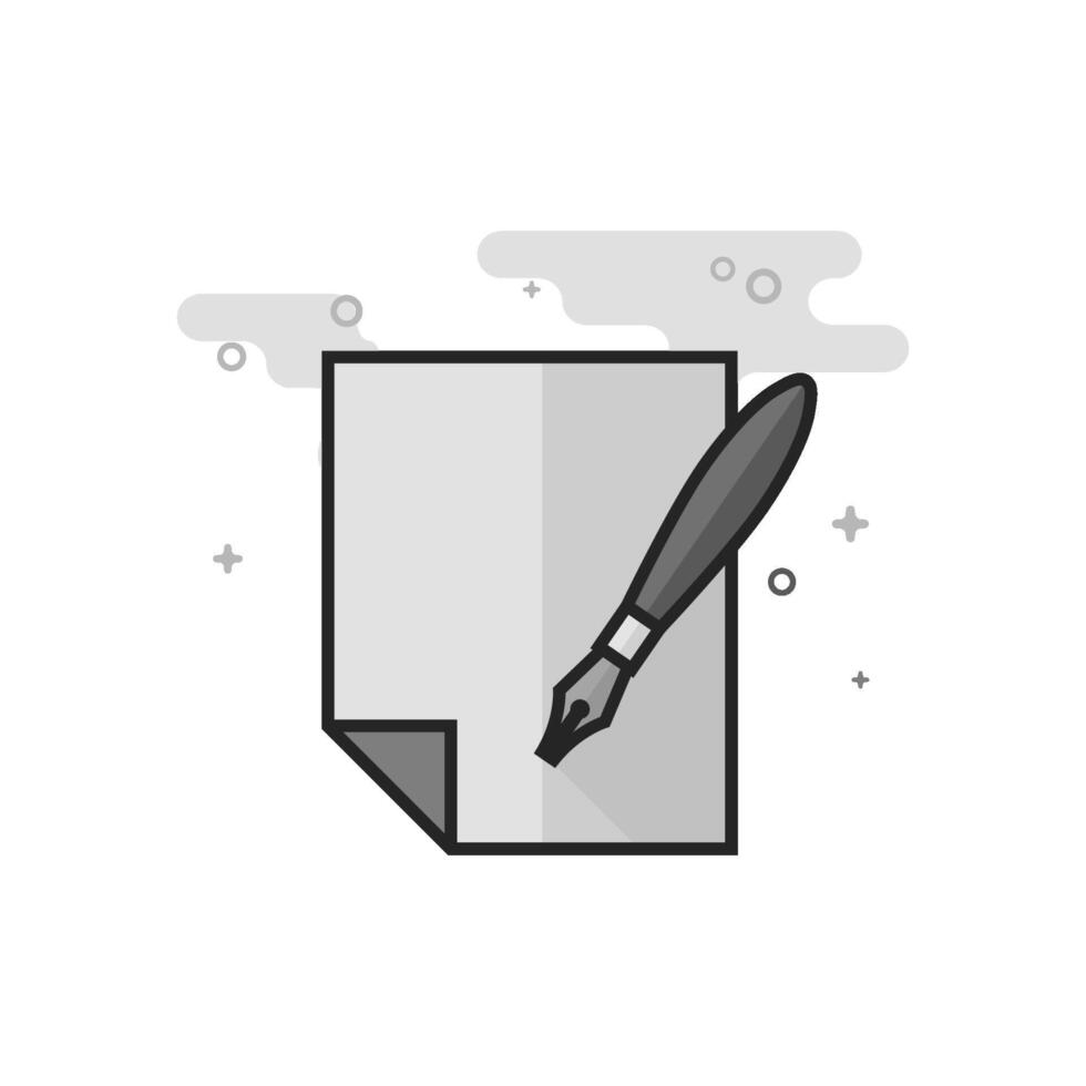 Letter quill pen icon in flat outlined grayscale style illustration vector