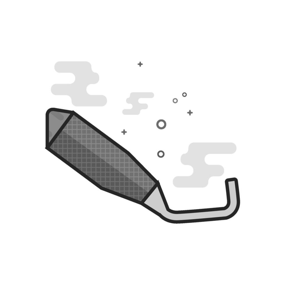 Motorcycle exhaust icon in flat outlined grayscale style illustration vector