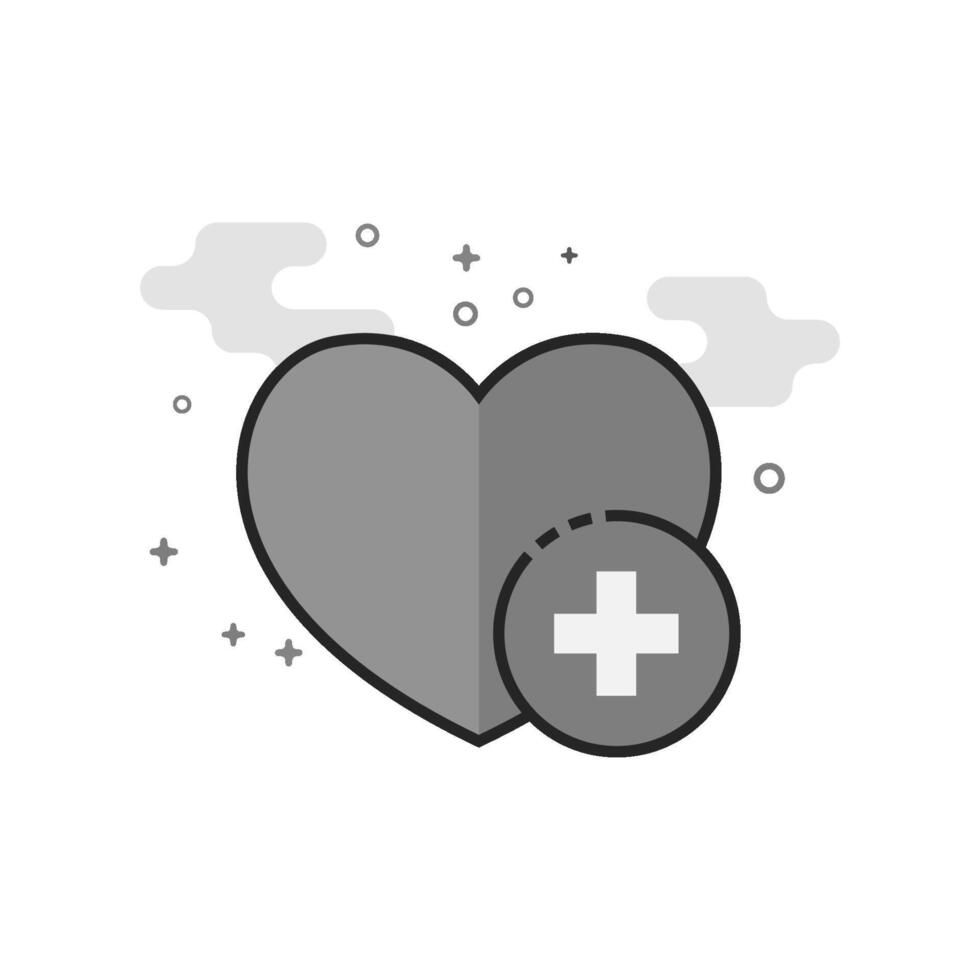 Favorite icon in flat outlined grayscale style illustration vector
