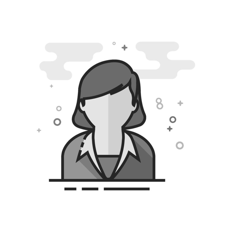 Female receptionist icon in flat outlined grayscale style illustration vector