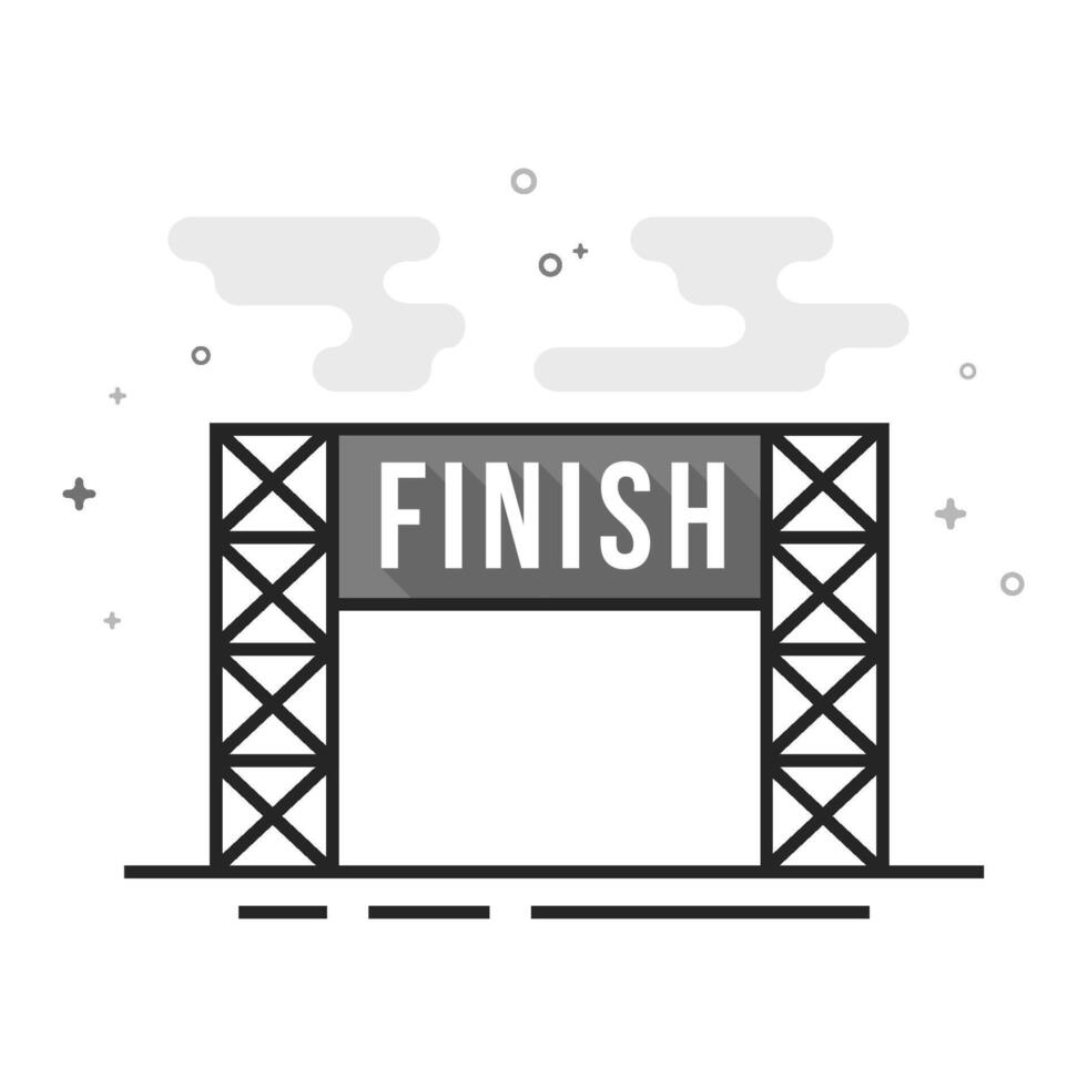 Finish line icon in flat outlined grayscale style vector